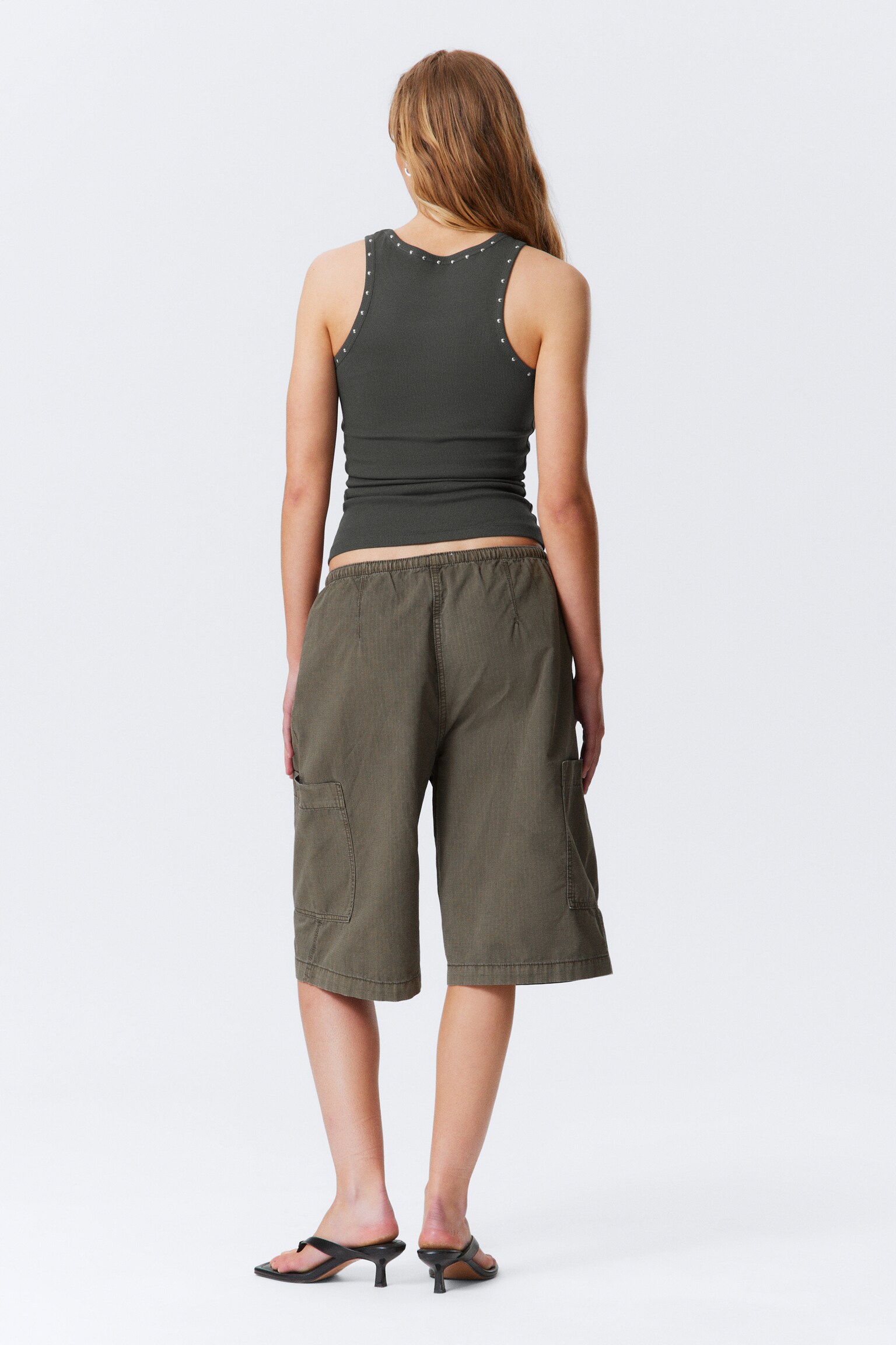Stud Detailed Tank Top - Dark Grey - Studs - 5