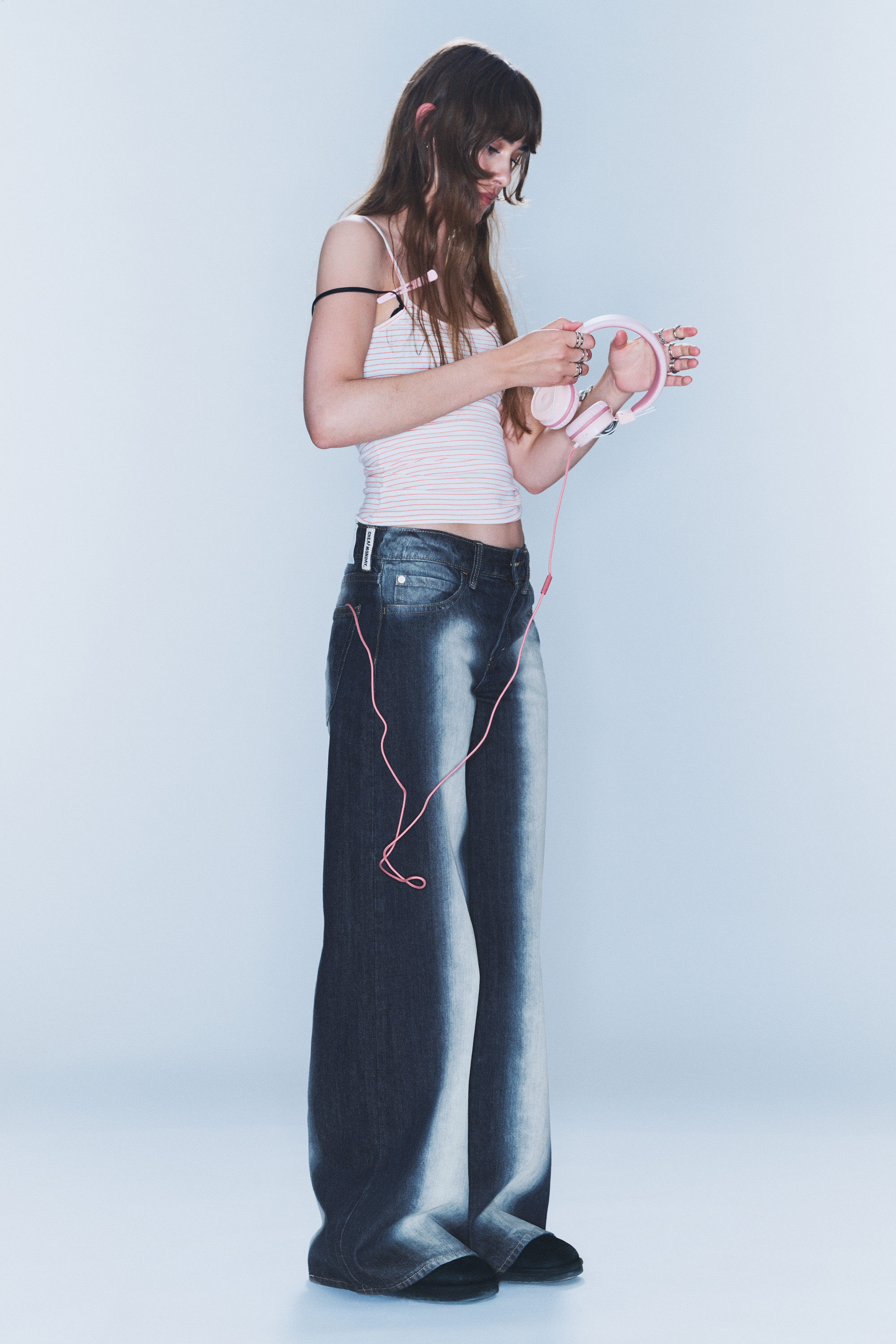 Blå spray - Poser Regular Waist Loose Wide Jeans - 3
