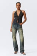 Dark Grey - Tie-Front Halterneck Top - 2