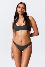 Dark Grey - V-Shaped Ribbed Bikini Thong - 0