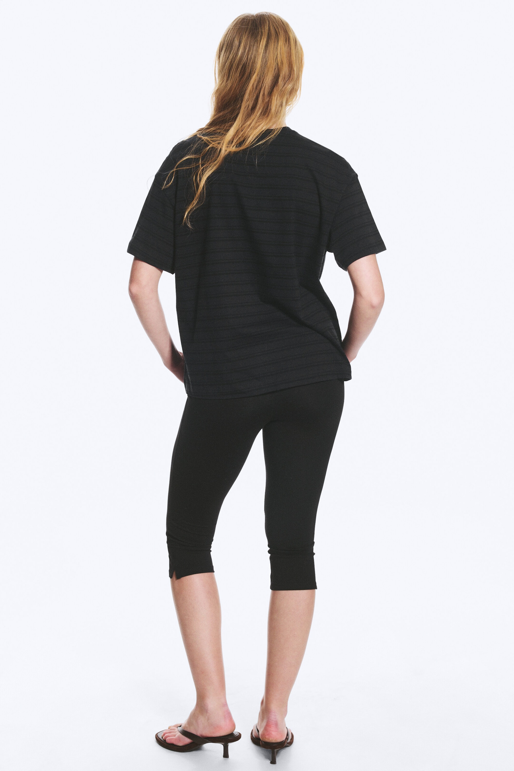 Striped Dark Blue - Relaxed Boxy Cotton T-shirt - 2