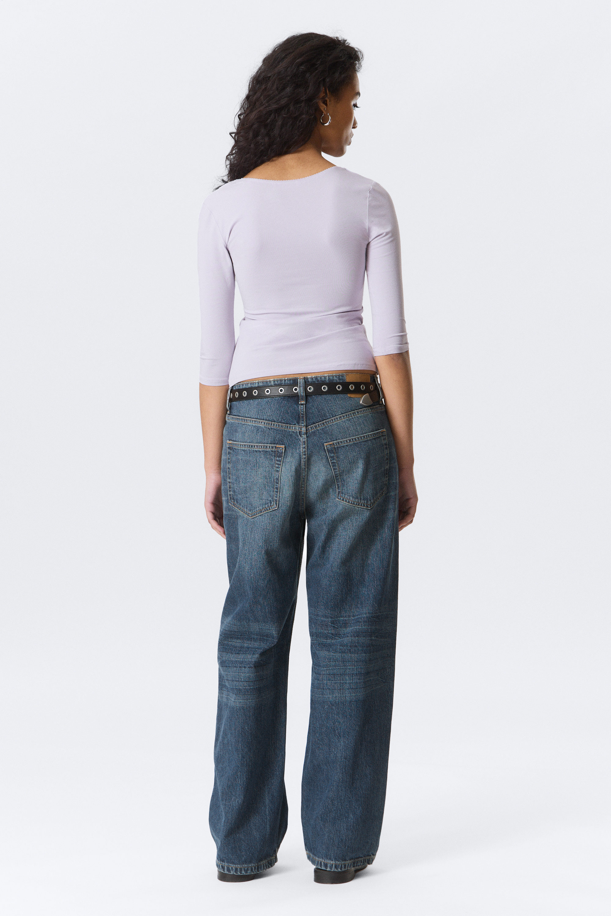 Light Lilac - Fitted Three-Quarter Sleeve Top - 3