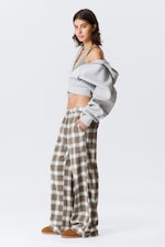 Geruit beige - Wijde flanellen pyjamabroek - 3