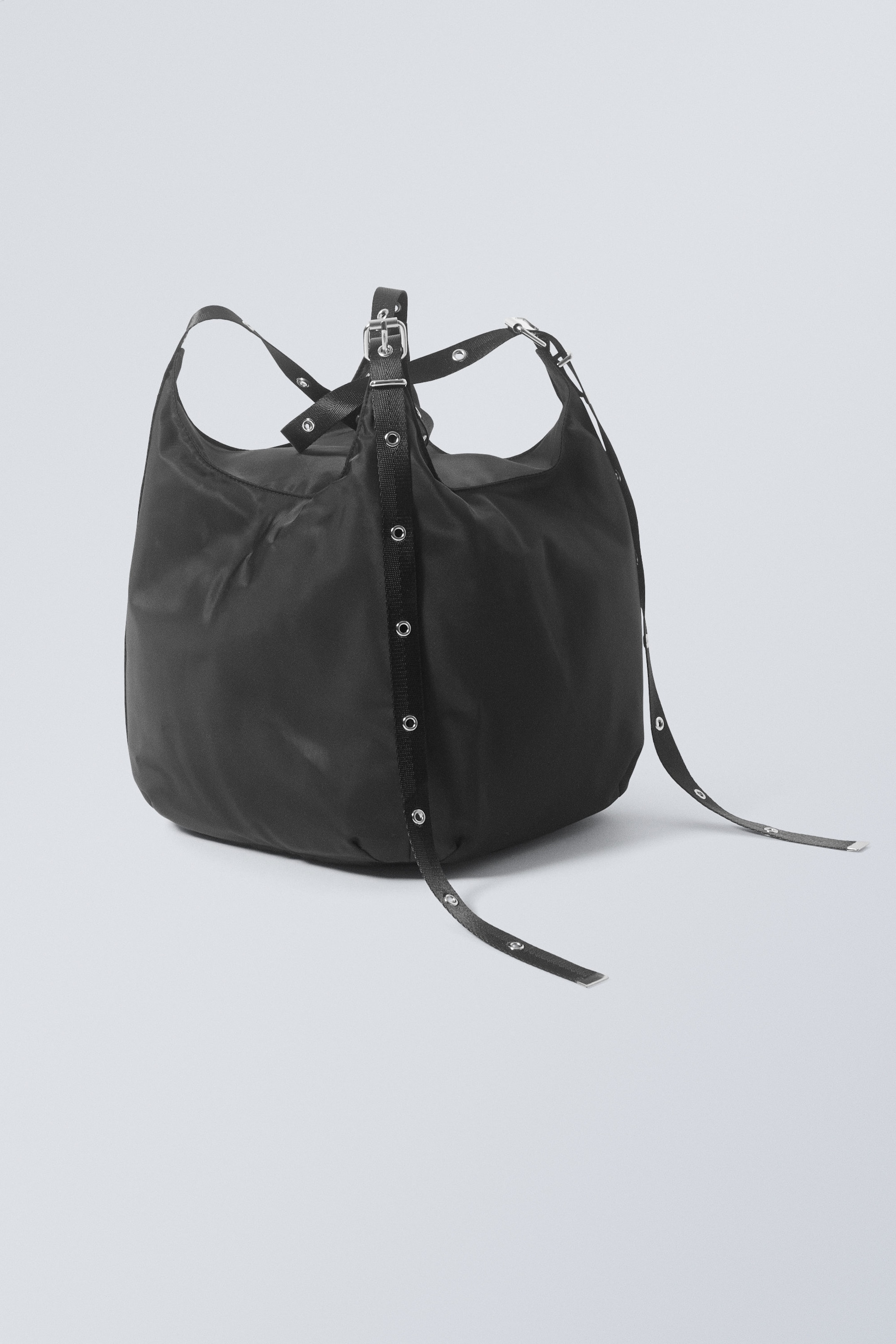 Black - Eyelet Shoulder Bag - 1