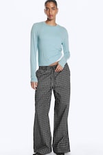 Noir à carreaux - Pantalon de pyjama large en flanelle - 0