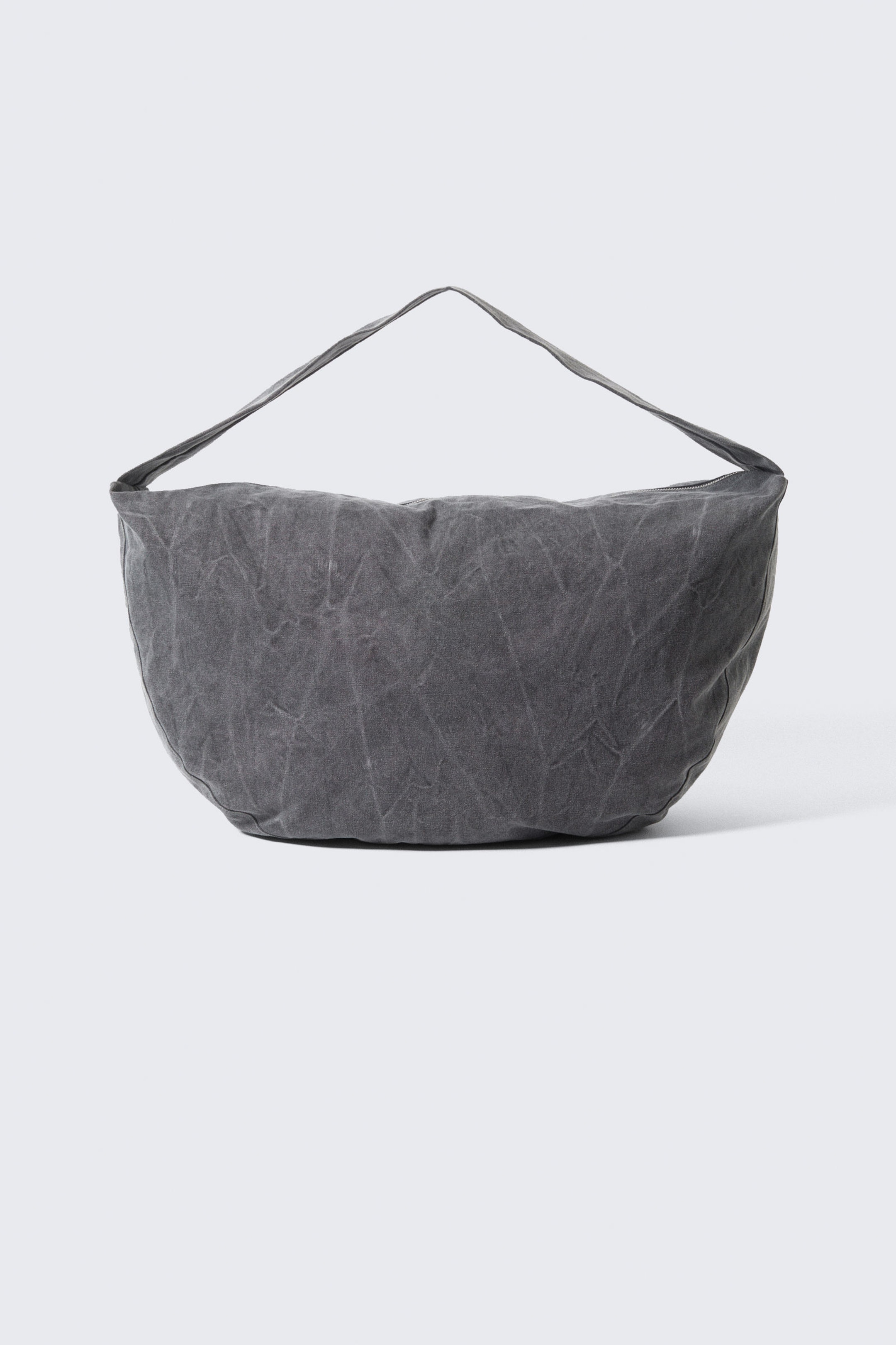 Washed Dark Grey - Washed Cotton Crossbody Bag - 1