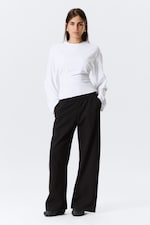 White - Ruched Long-Sleeved T-shirt - 1
