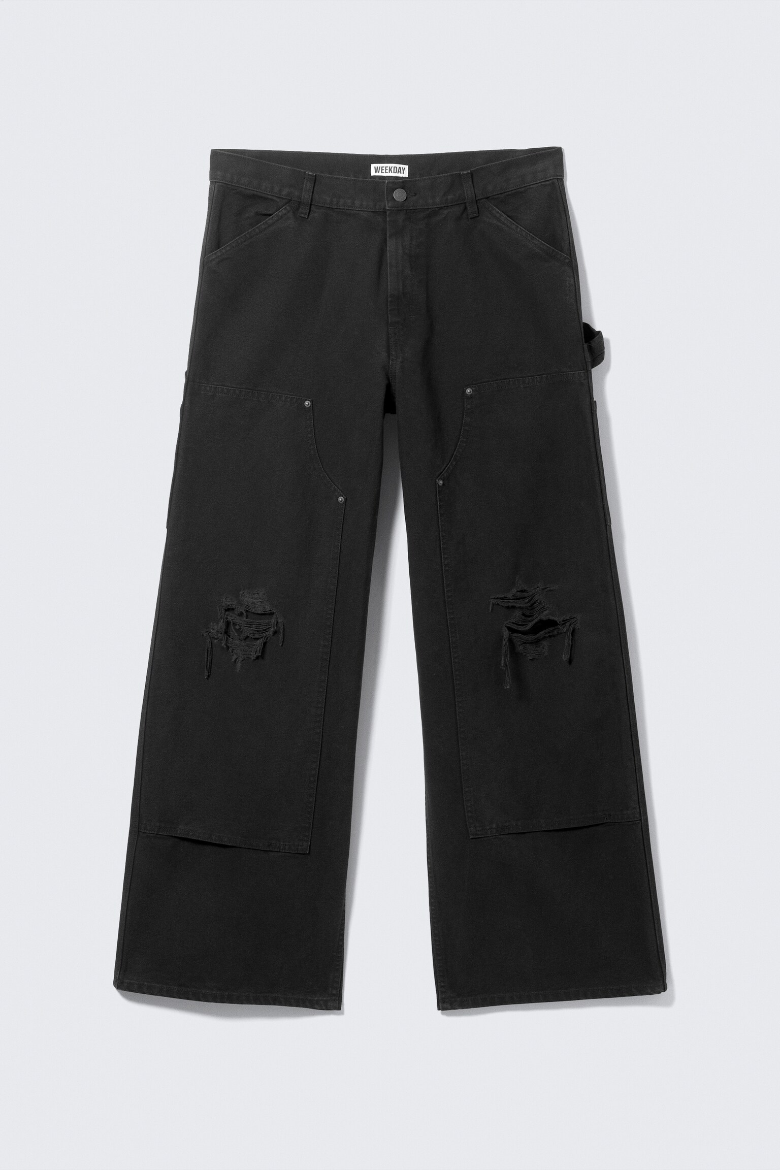 Low Rise Loose Fit Workwear Trousers - Black/Washed Green