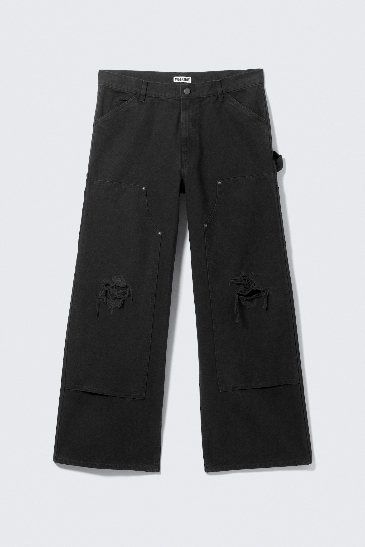 Pantalones de trabajo de tiro bajo y ajuste holgado - Negro/Washed Green