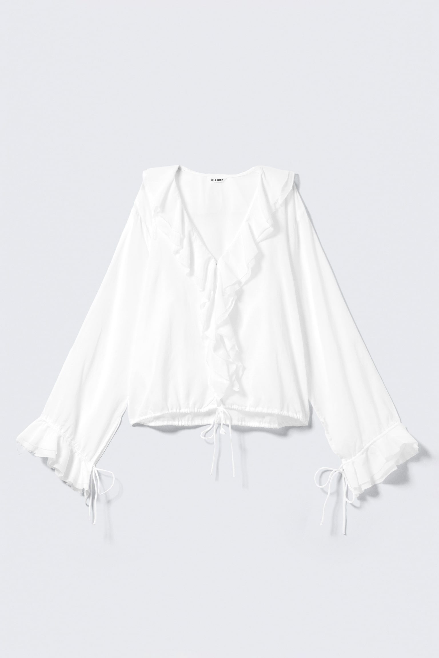 Blusa cruzada con volantes - Blanco/Marrón/Negro - 2