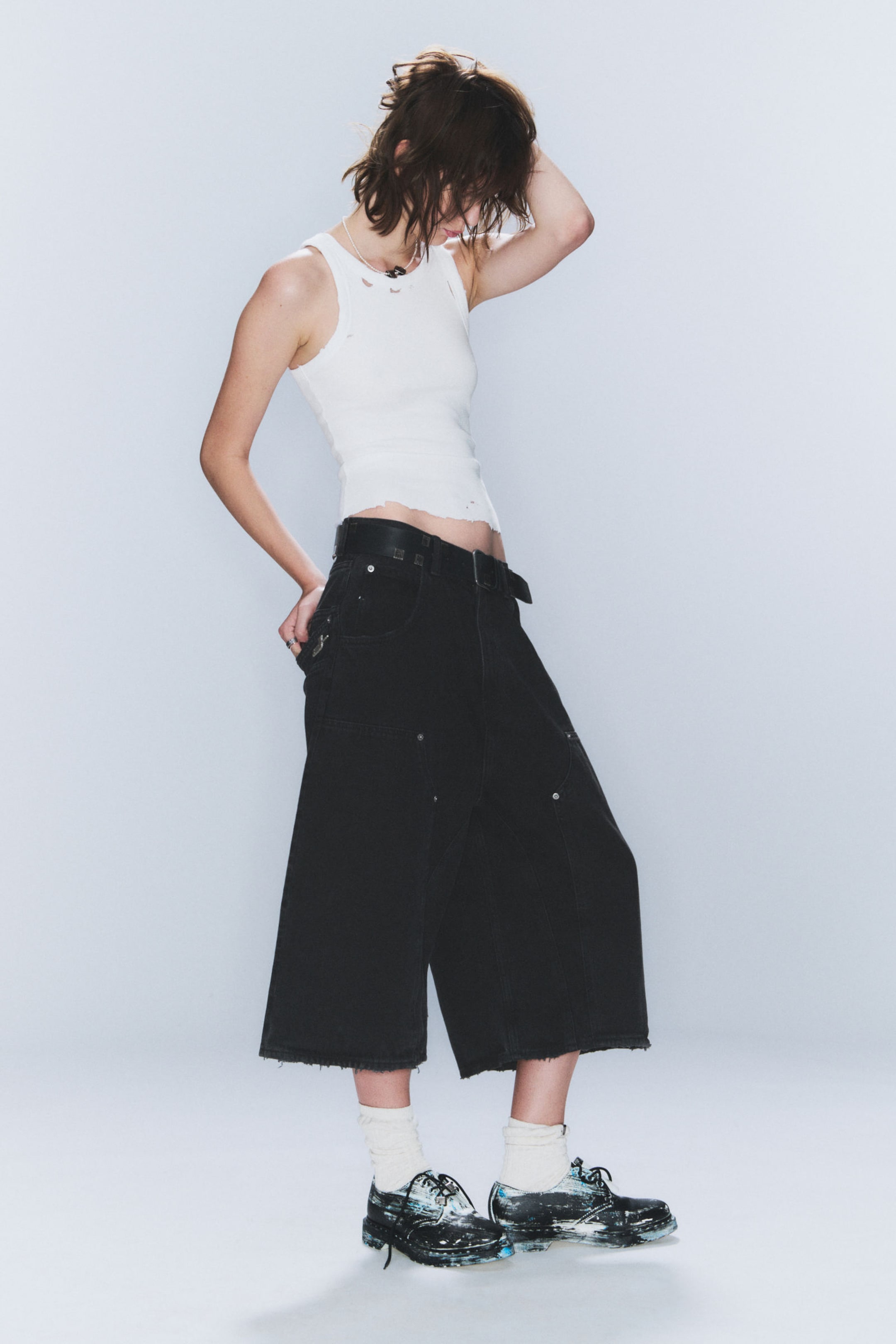 Washed Black - CM x LB Dunno Washed Black Unisex Carpenter Jorts - 4