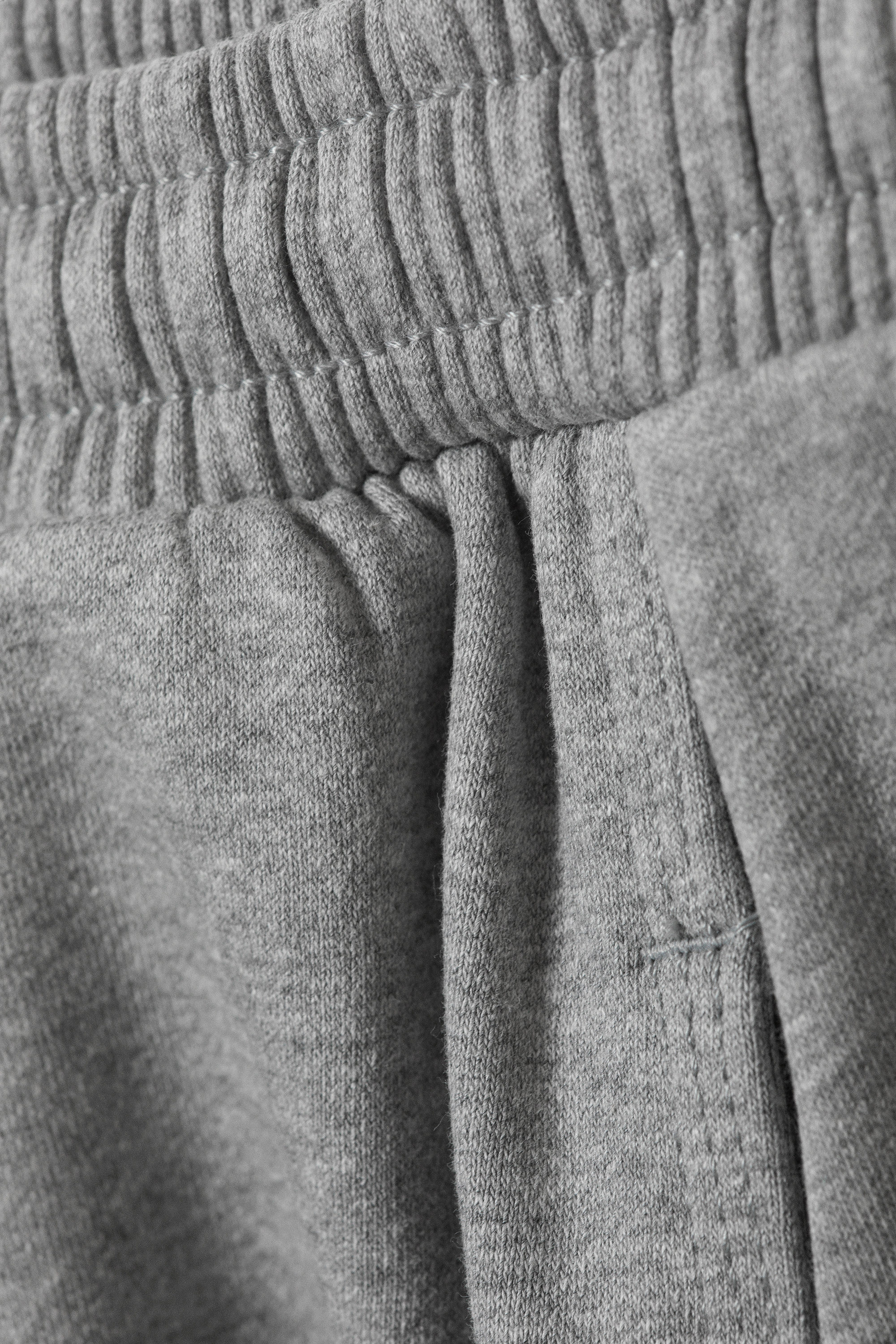 Grey Melange - Loose Cutline Cotton Fleece Sweatpants - 3