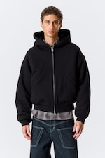 Zwart - Gevoerd bomberjack met rits - 0