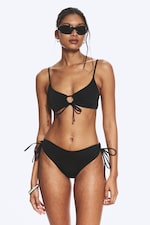 Noir - Bas de maillot avec liens à nouer - 0