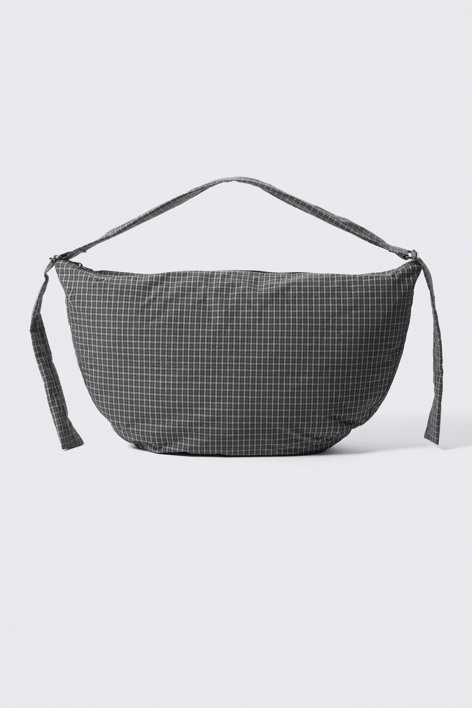 Sac bandoulière souple à carreaux en coton - Gris foncé à carreaux