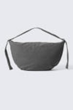 Checked Dark Grey - Slouchy Checkered Cotton Shoulder Bag - 2