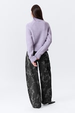 Mélange violet clair - Cardigan zippé ajusté en maille douce - 3