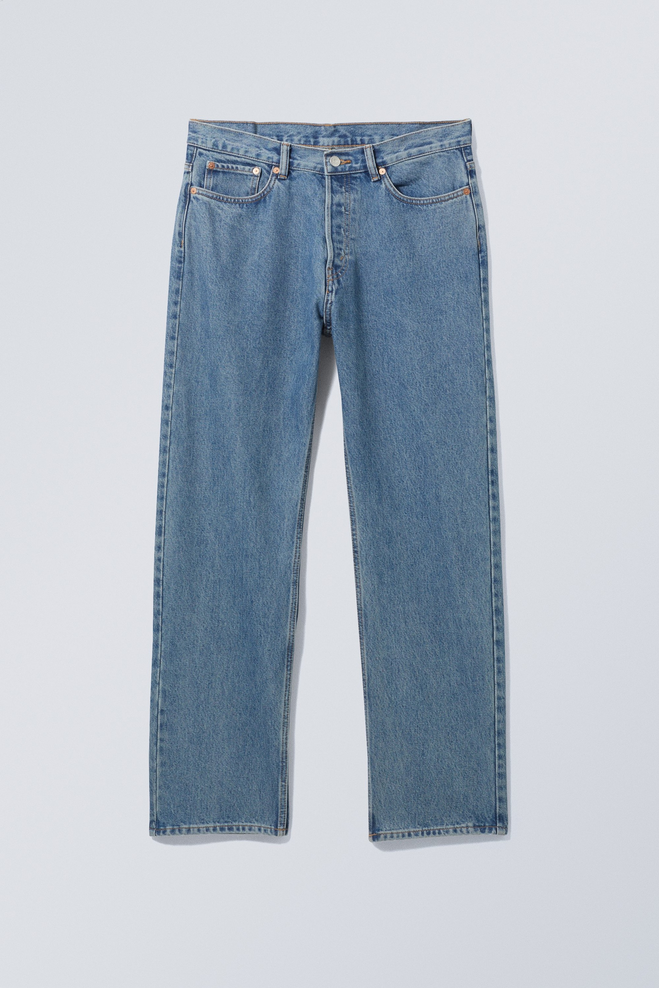 90s Blue - Medium Blue - Space Mid Rise Relaxed Straight Jeans - 0