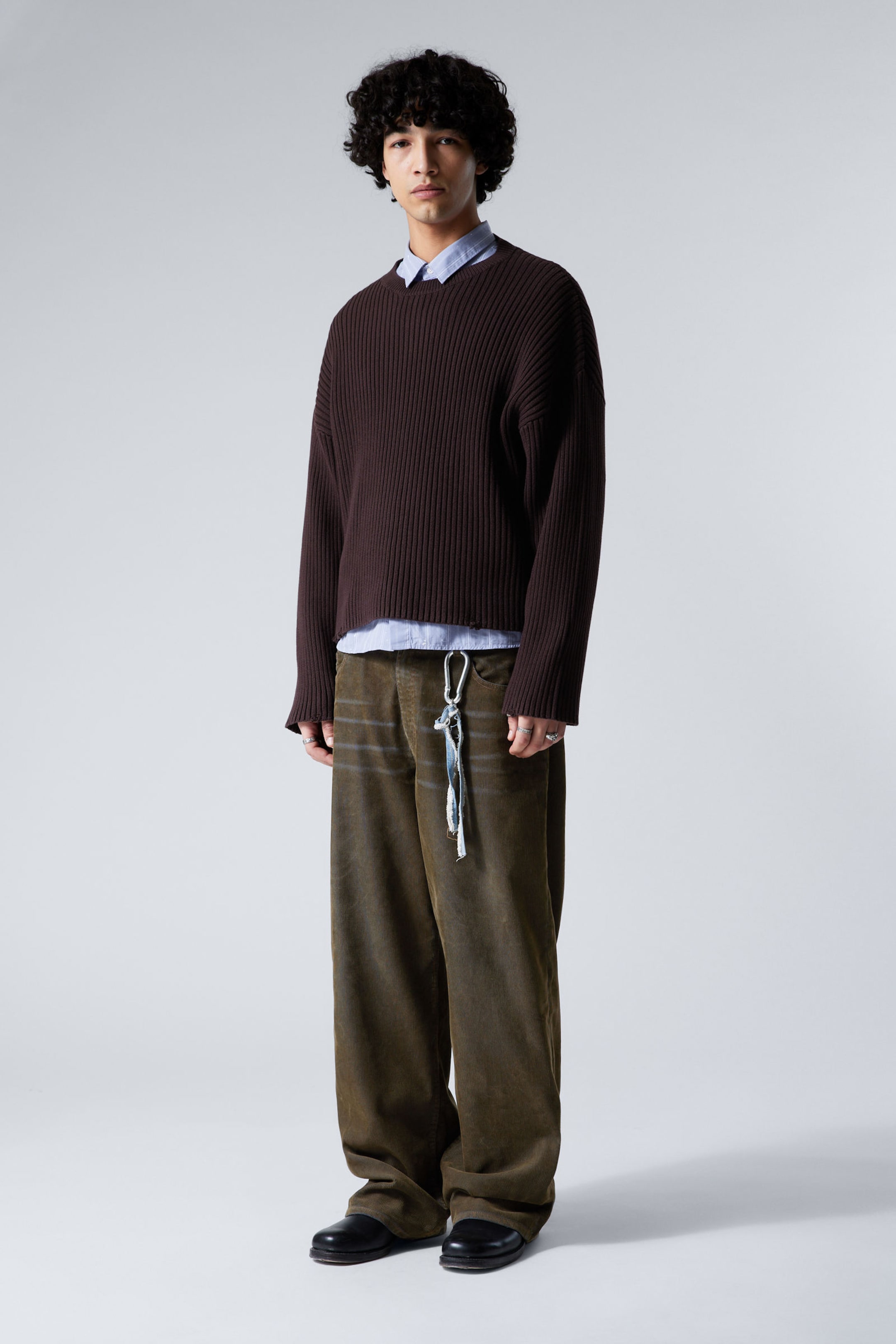 #34272C - Loose Ribbed Cotton Sweater - 1