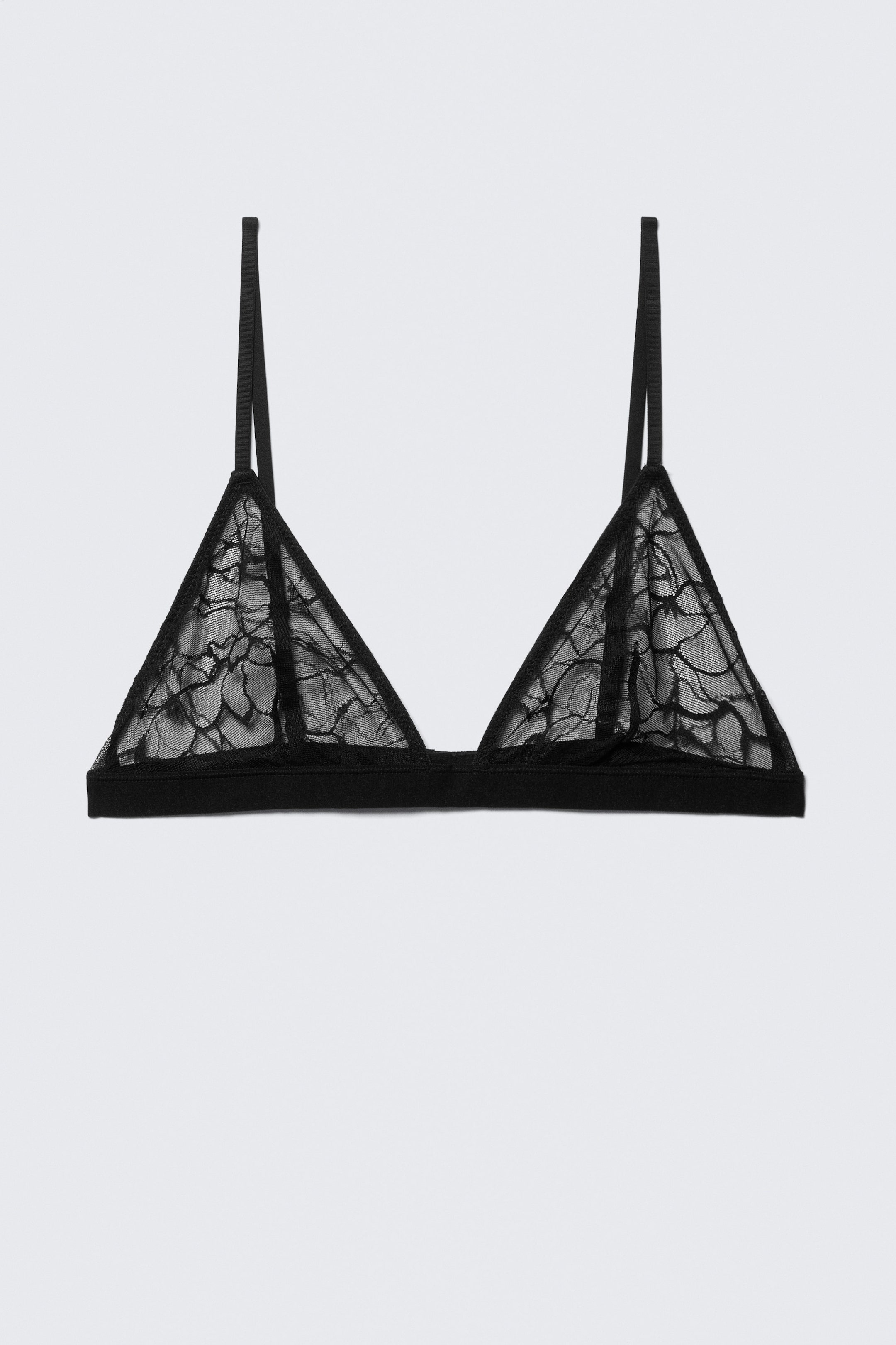 Schwarz - Triangel-BH aus Spitze mit Wirbelmuster - 3