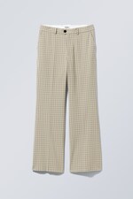 Beige - Franklin Flared Check Trousers - 0
