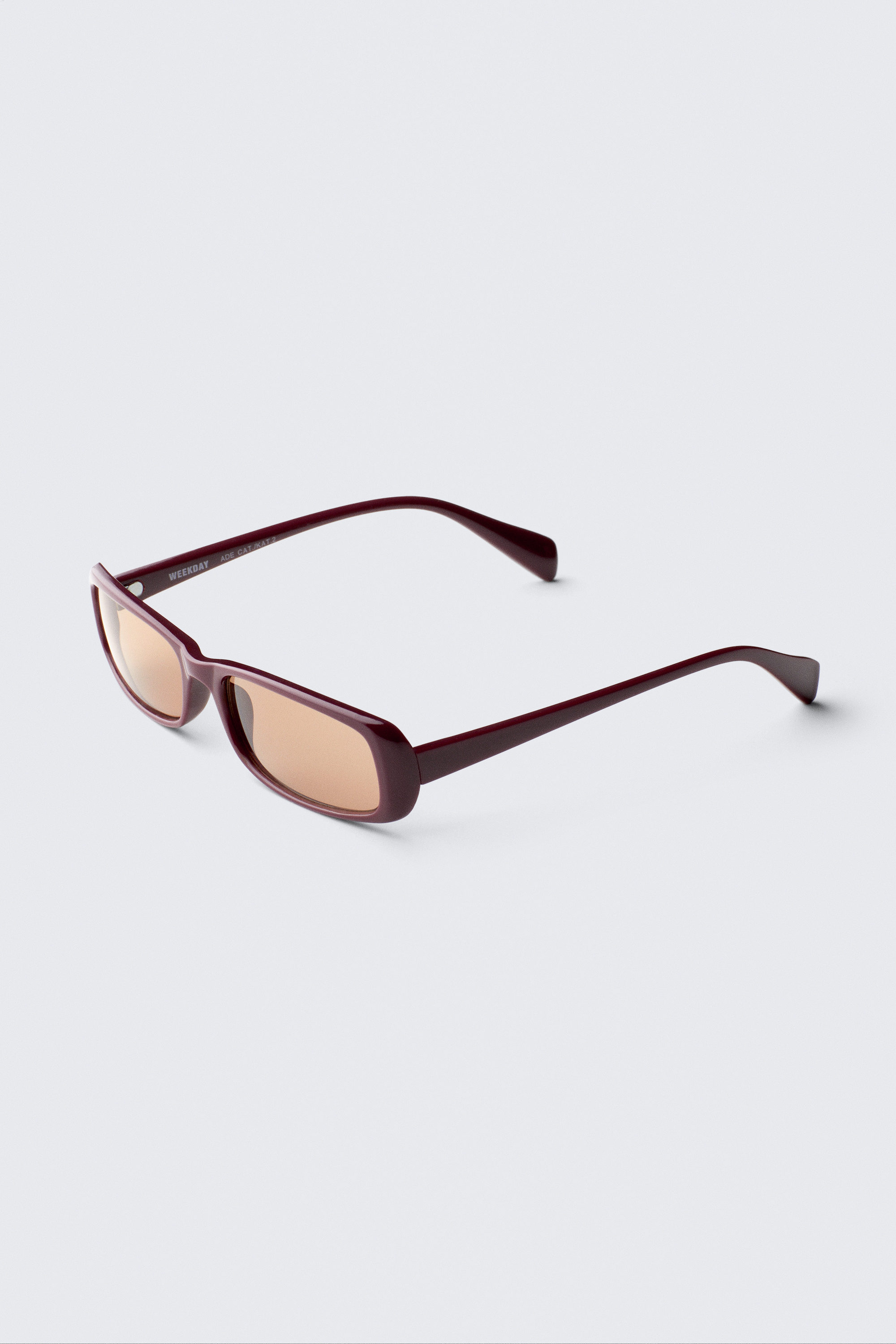 Dark Red - Slim Rectangular Tinted Sunglasses - 2
