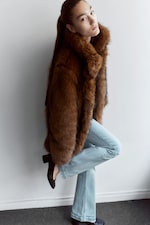 Rust Brown - Relaxed faux fur jacket - 0