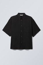 Svart - Oversized kortermet skjorte med drapert, boxy snitt - 0