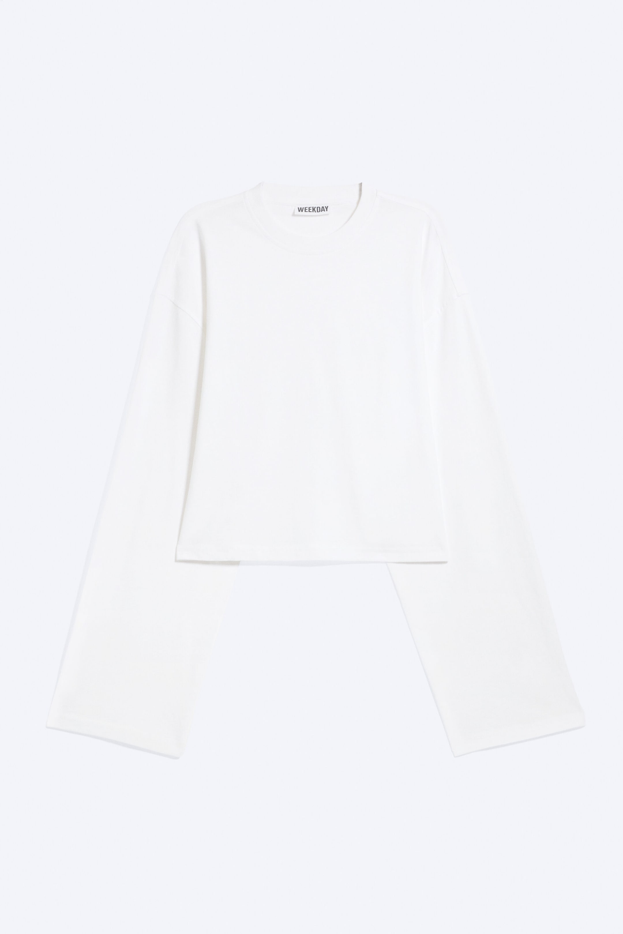 White - Cropped Oversized Long-Sleeved T-shirt - 1