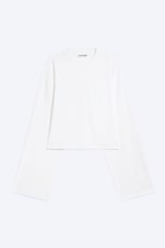 White - Cropped Oversized Long-Sleeved T-shirt - 0