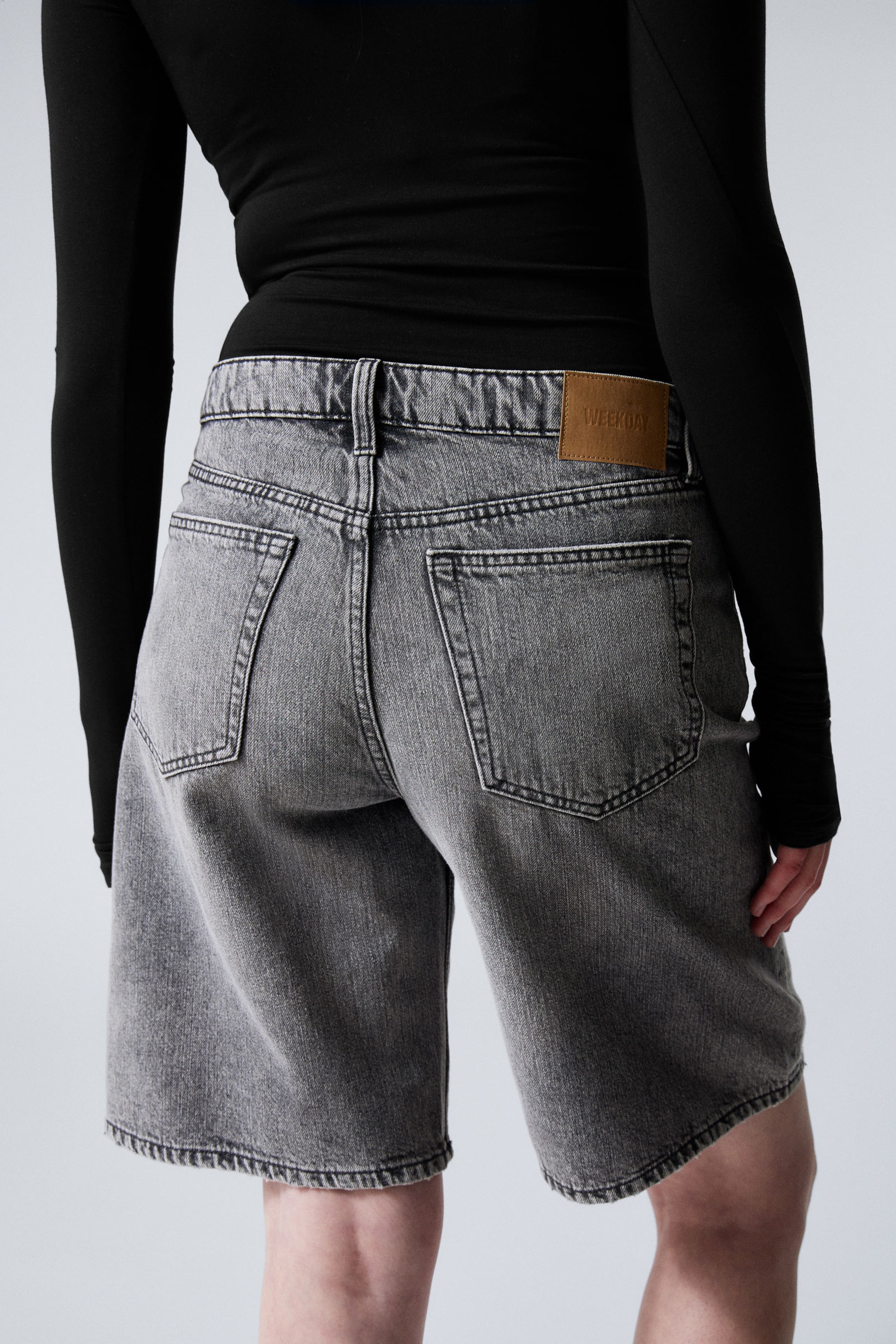 Grey faded - Grijs - Monterey denim short met lage taille - 3