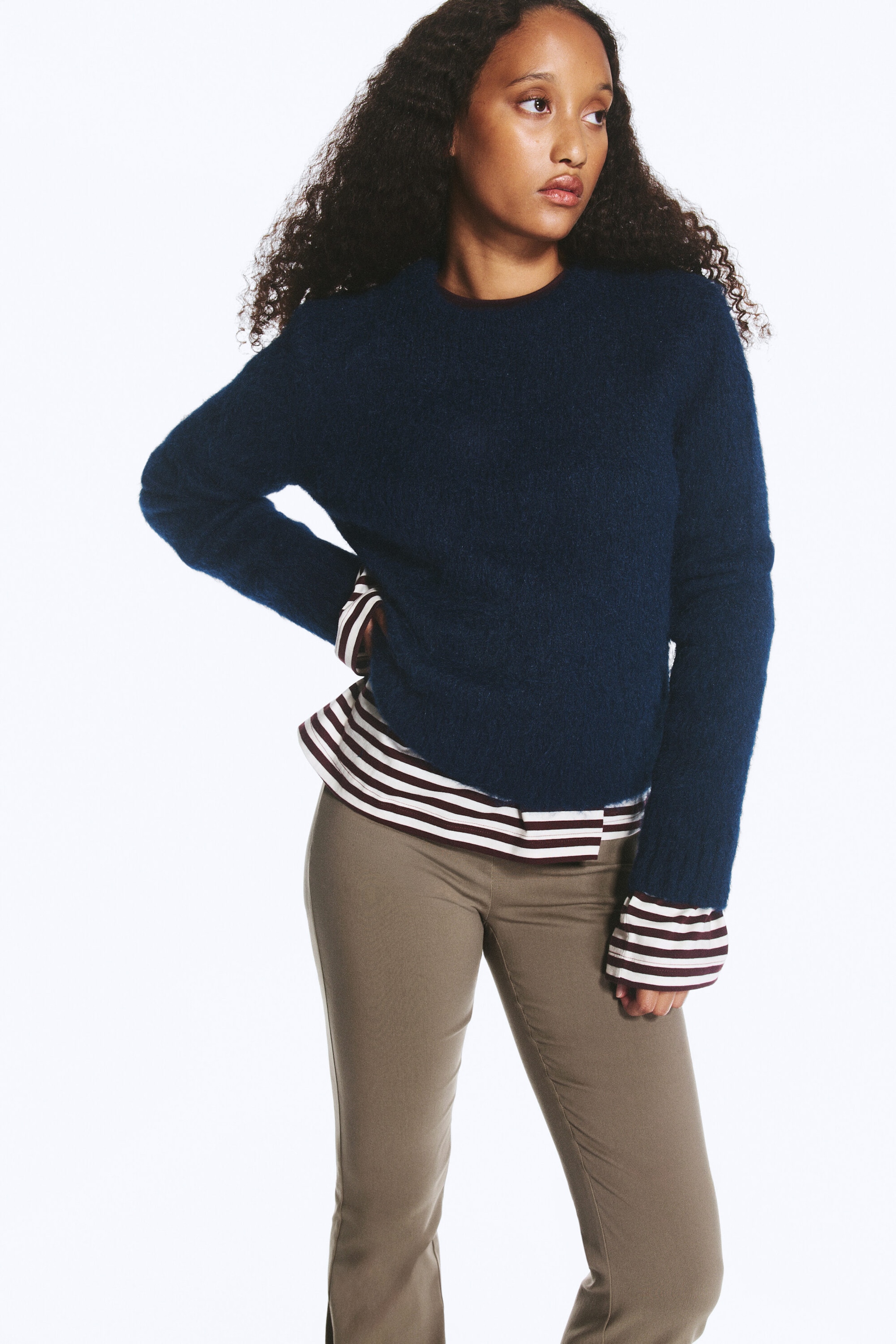 Dark Blue - Knitted Sweater - 1