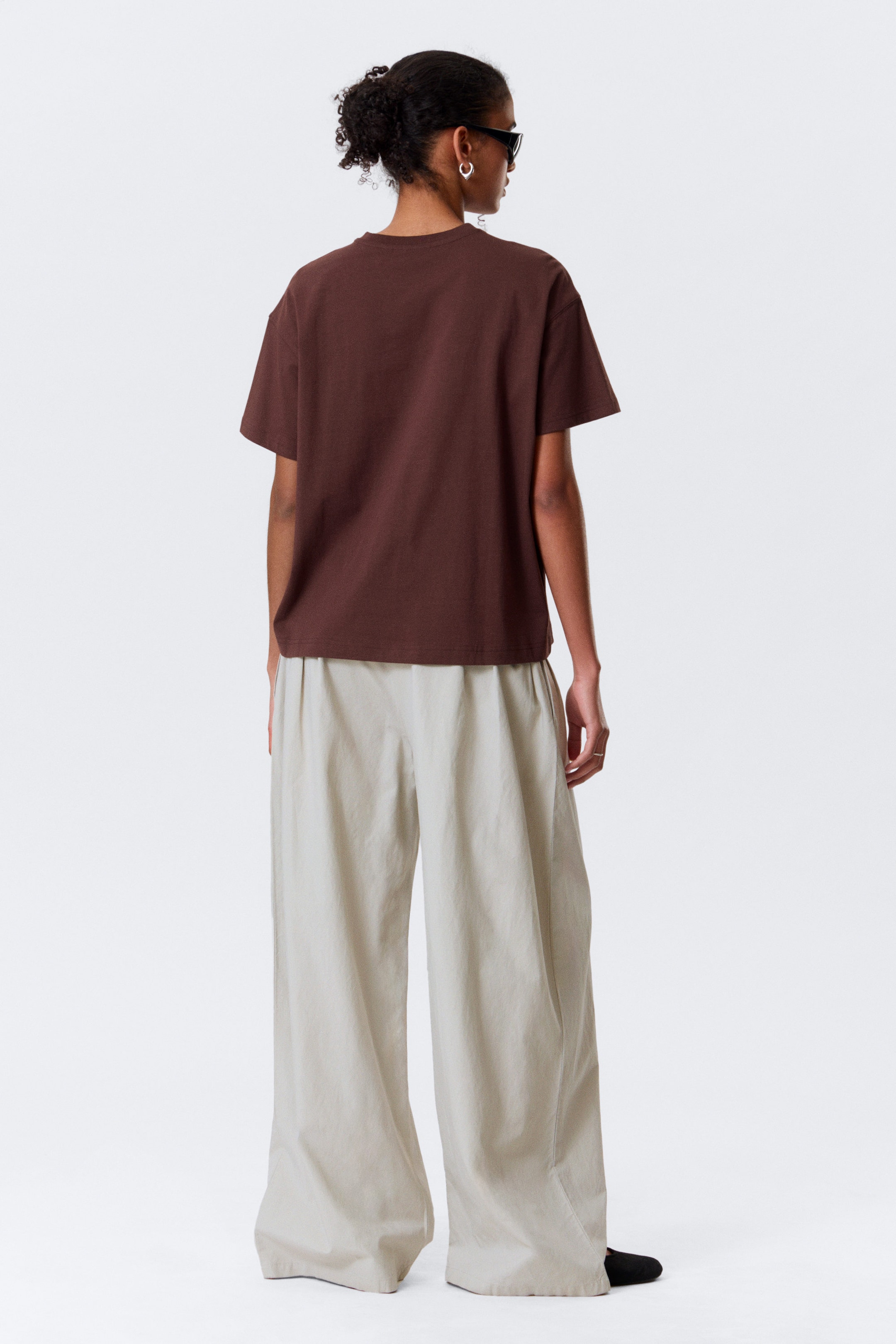 Burgundy - Relaxed Boxy Cotton T-shirt - 2