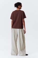 Burgundy - Relaxed Boxy Cotton T-shirt - 2