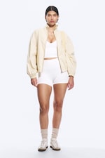 White - High Waisted Sports Biker Shorts - 0