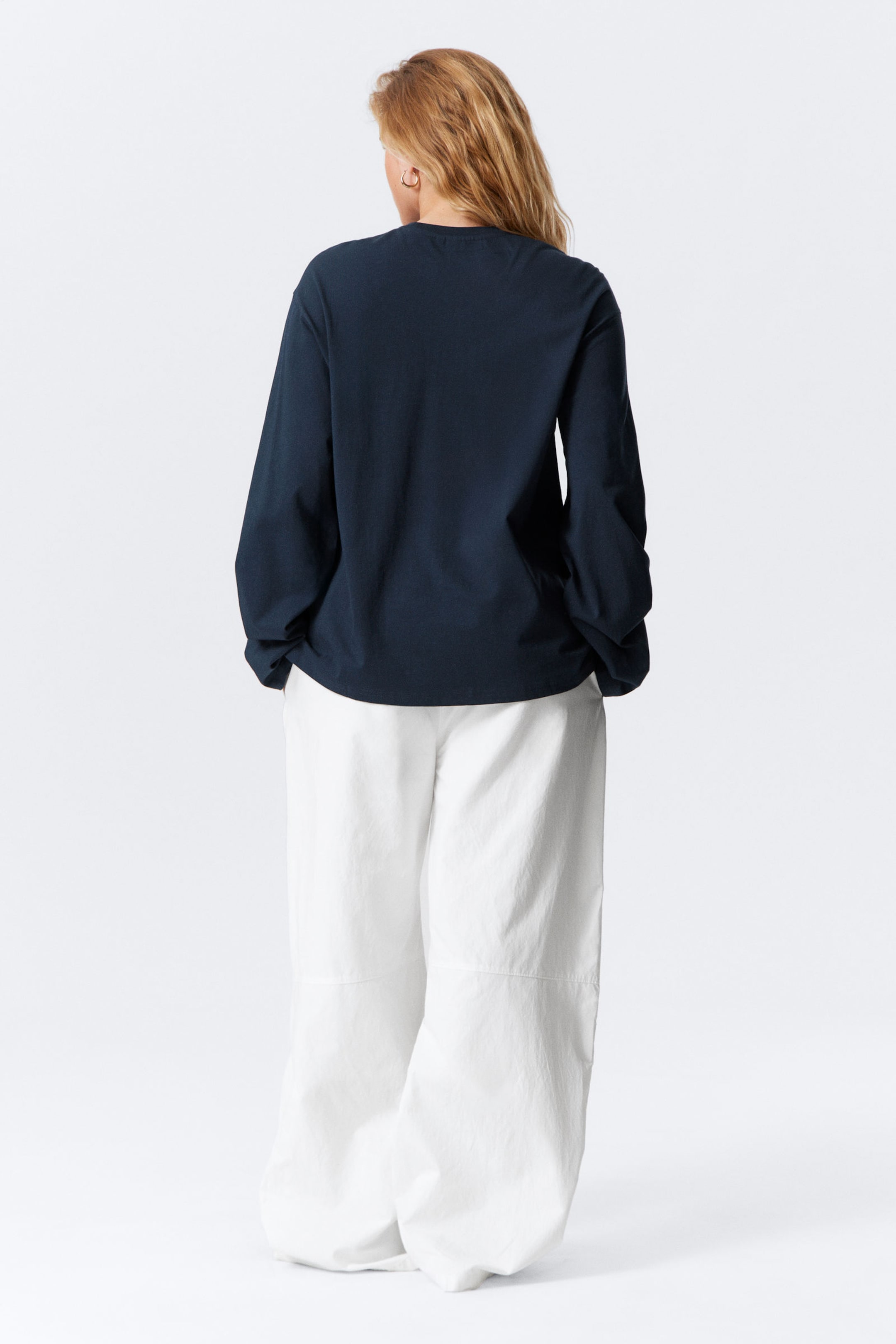 Marineblau - Boxy Longsleeve aus Baumwolle - 2