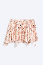 Vit/Rosa - Blommig - Asymmetrisk omlottminikjol - 4