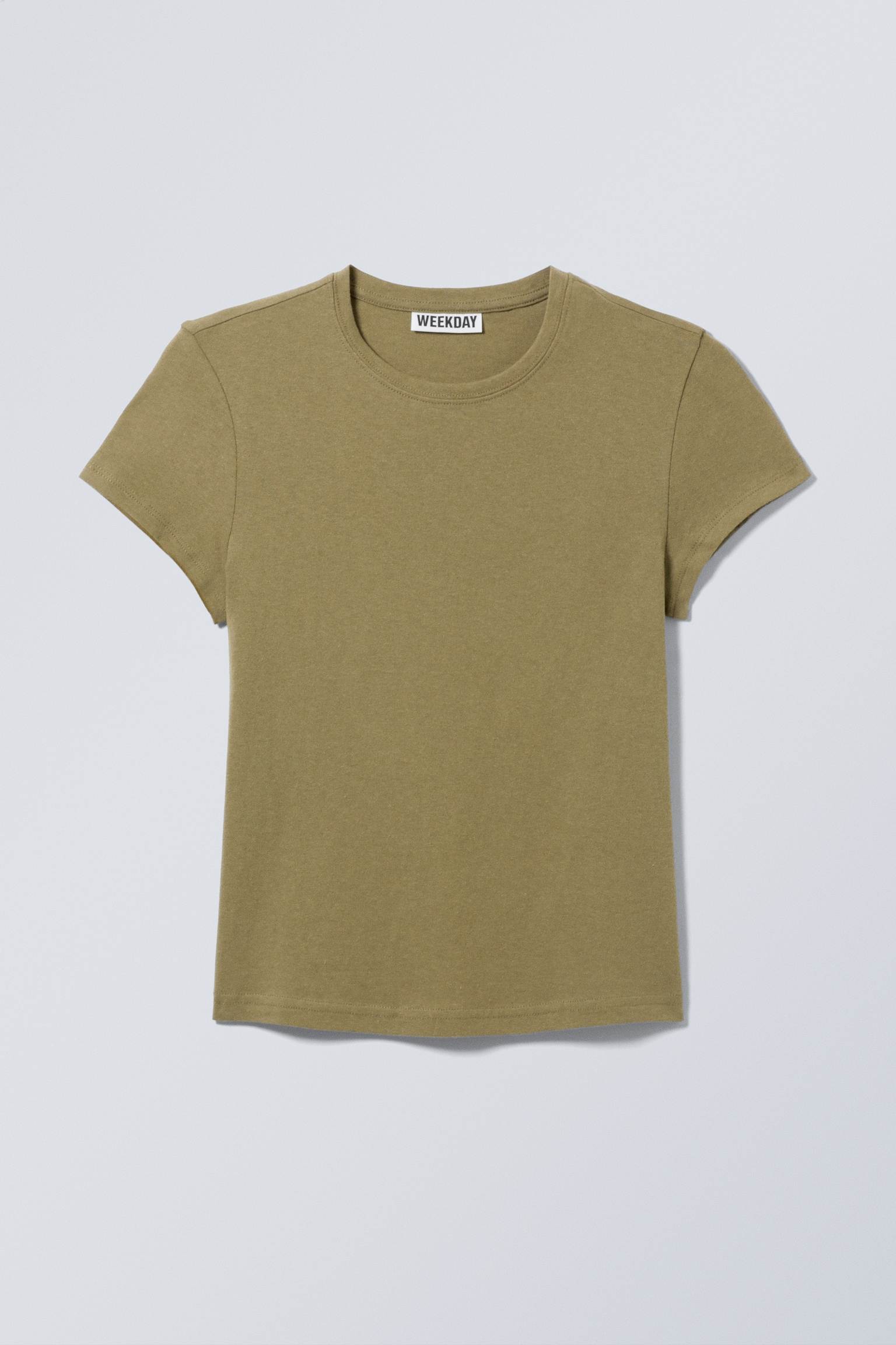 Slim Short-Sleeved Cotton T-shirt - Khaki Green/Бял/Black/Off-white