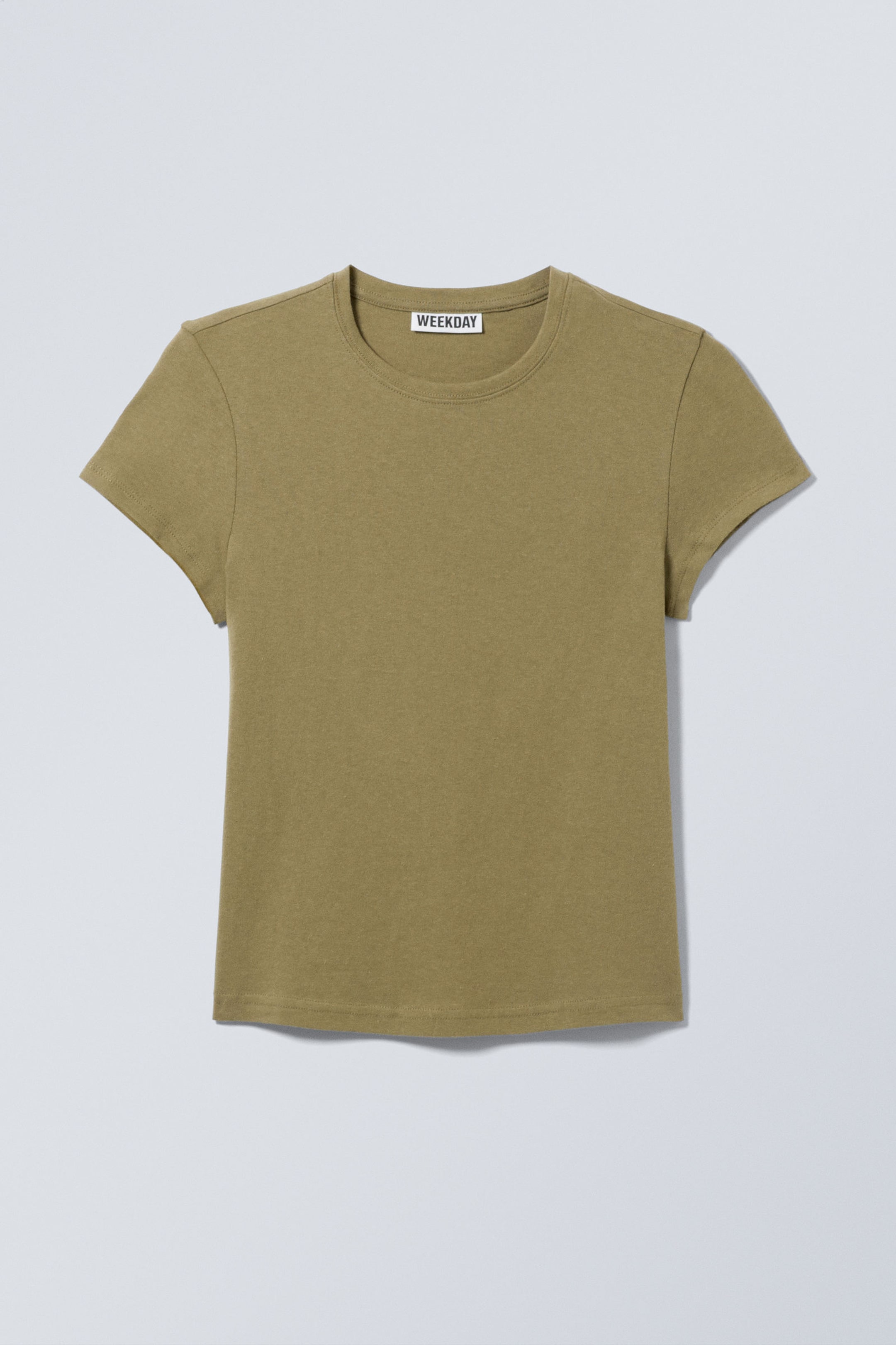 Khakigrön - Smal kortärmad t-shirt i bomull - 3