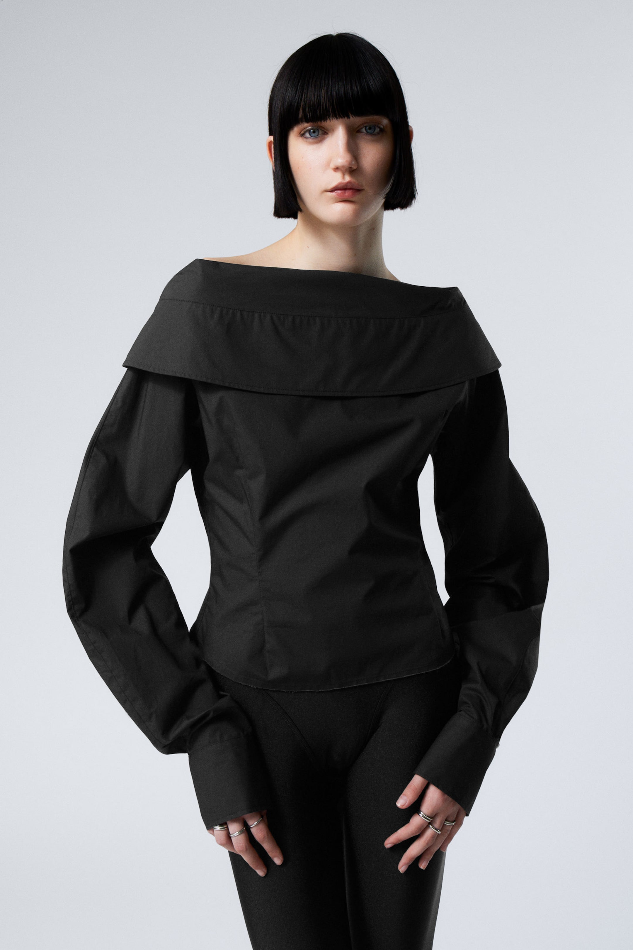 Black - Back-to-front Sculptural Shirt - 1