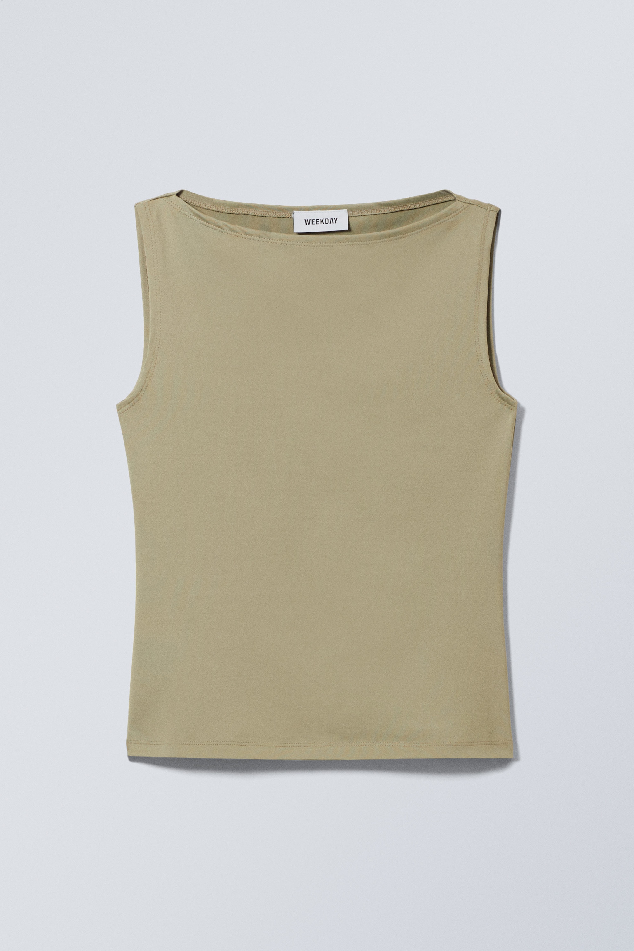 Light Dusty Khaki - Annie Sleeveless Boat-Neck Top - 0