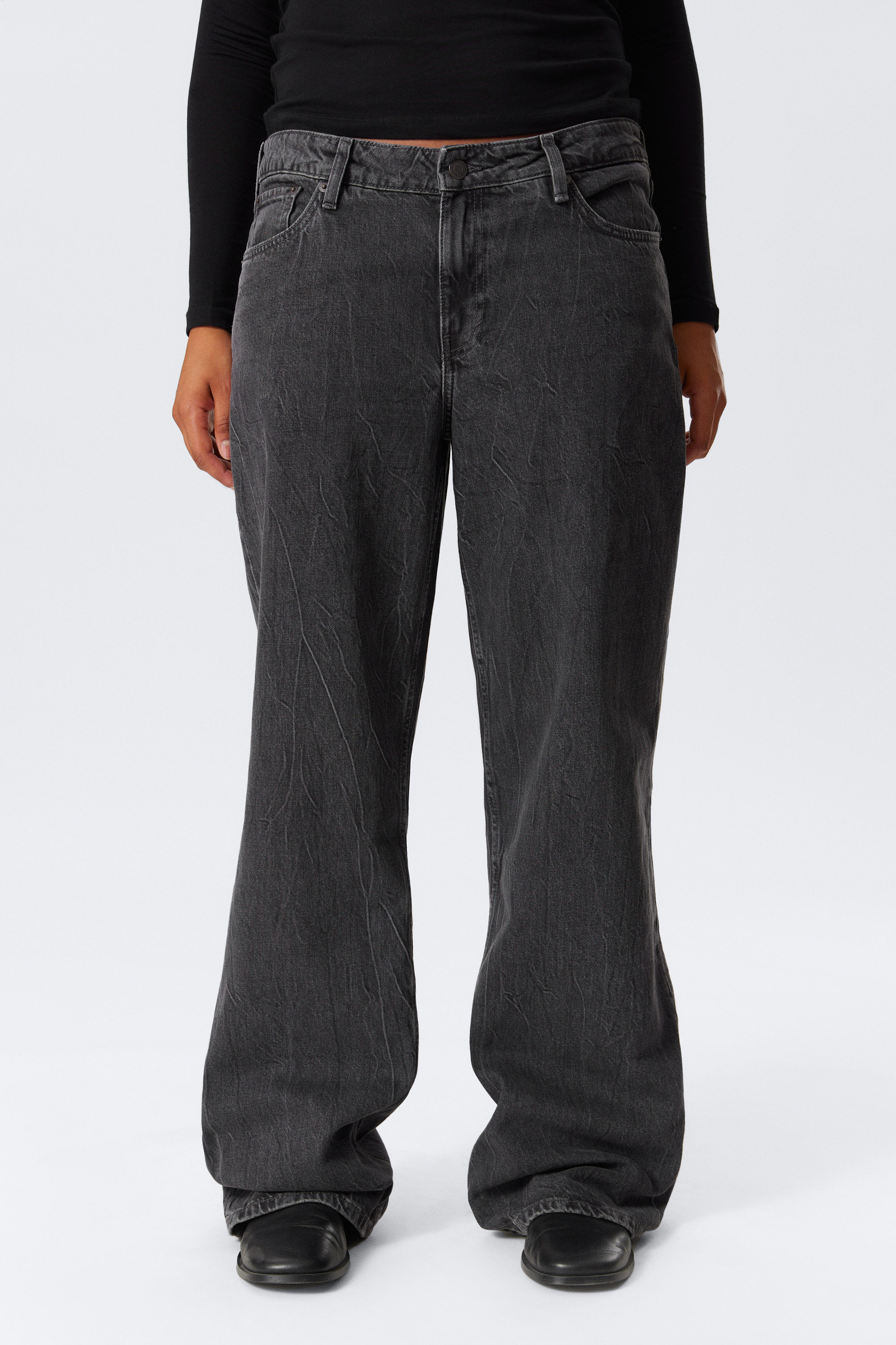 Risso Black - Schwarz - Ample Low Waist Loose Wide Leg Jeans - 2