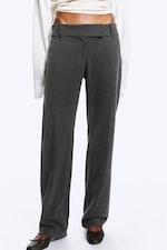Dark Grey Melange - Low-Rise Straight Suiting Trousers - 1