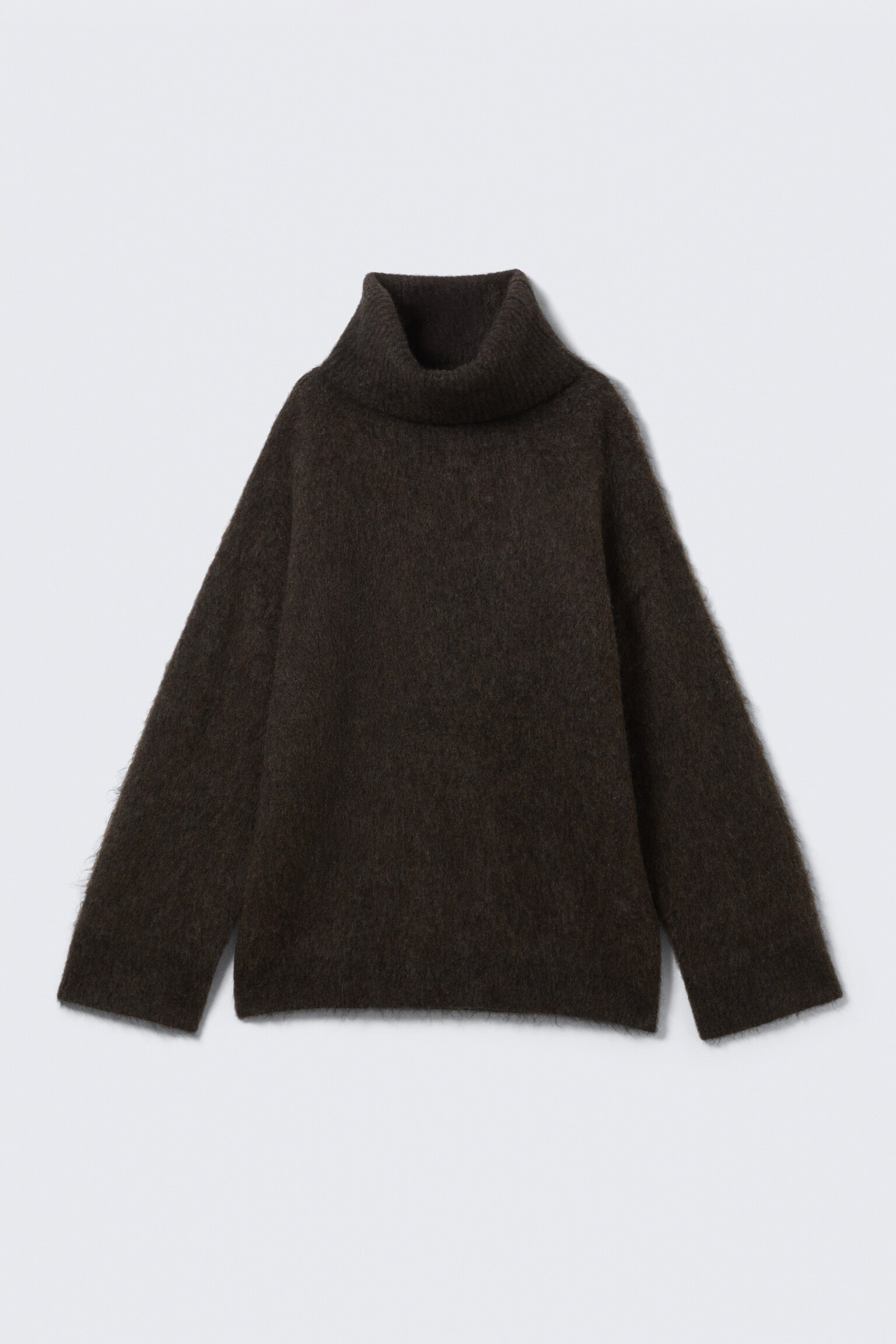 Oversized turtleneck i mohairmix - Mörk Brunmelerad/Mörkgråmelerad - 2
