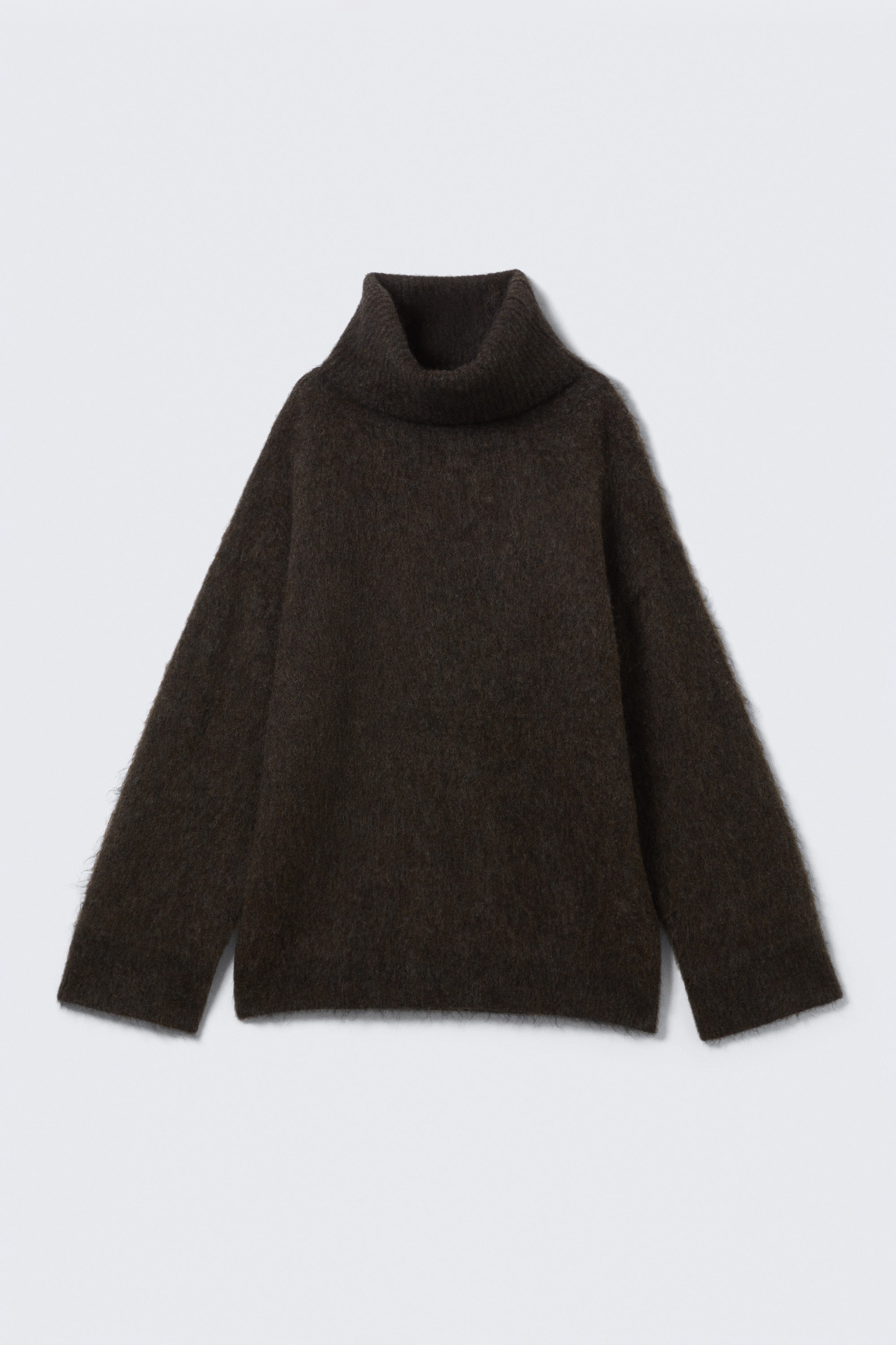 Mörk Brunmelerad - Oversized turtleneck i mohairmix - 4