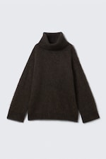 Mörk Brunmelerad - Oversized turtleneck i mohairmix - 4