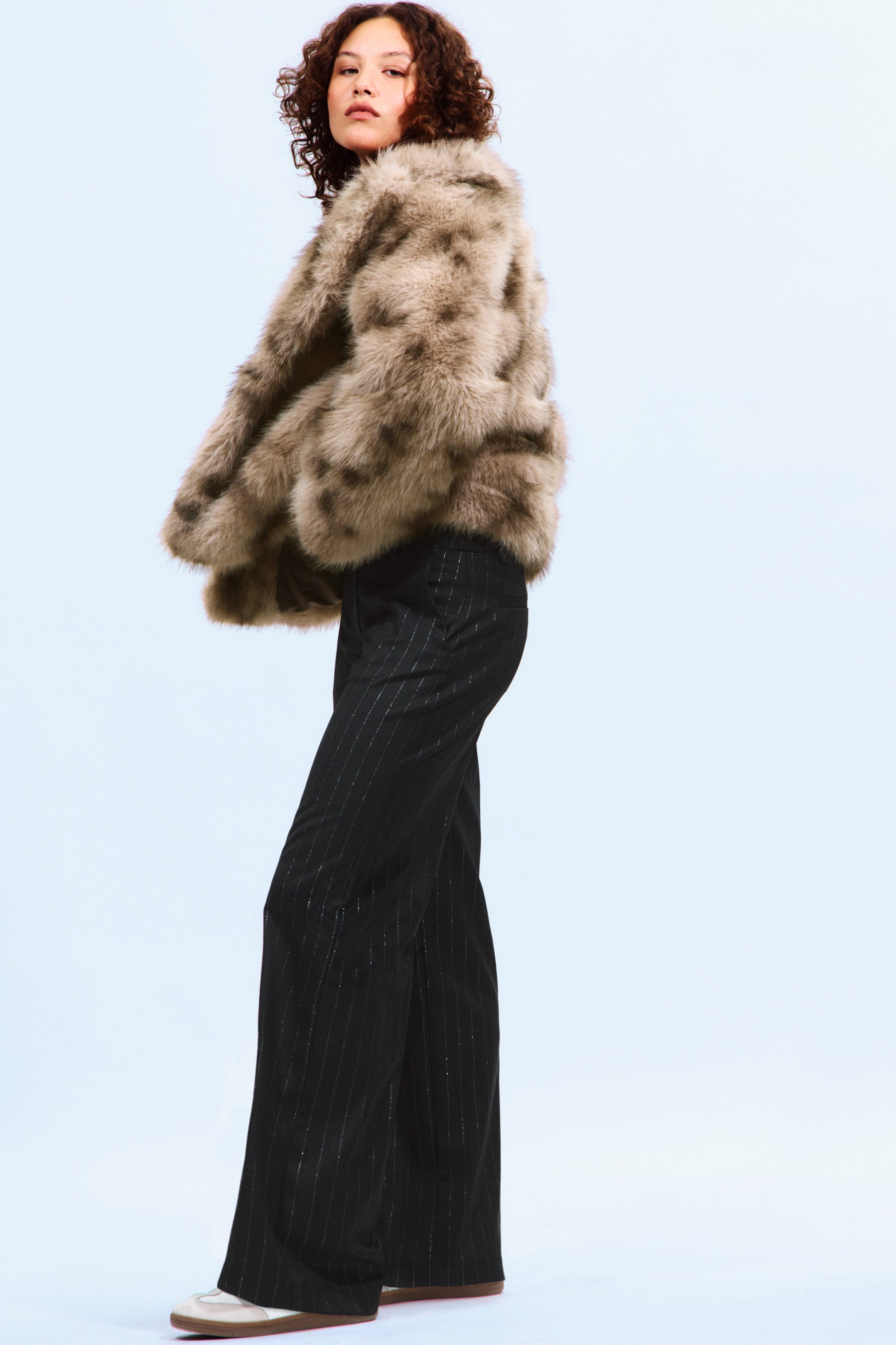 Dark Grey - Glitter Pinstripe - Low Rise Suiting Trousers - 2