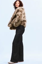 Dark Grey - Glitter Pinstripe - Low Rise Suiting Trousers - 2