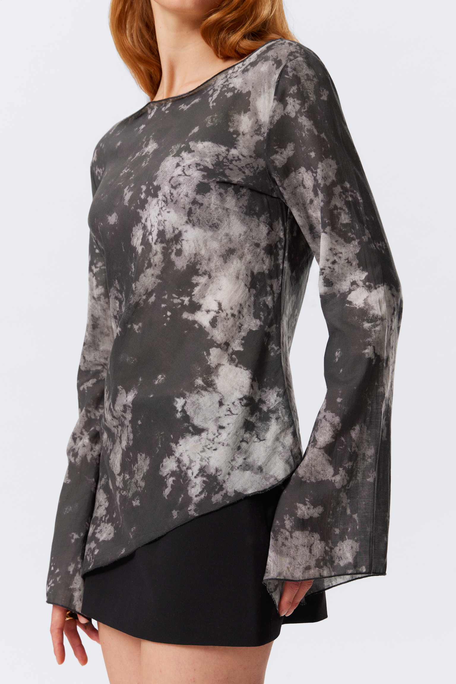 Blusa asimétrica de manga larga - Black - Obsidian Mist/Verde petróleo/Negro - 5
