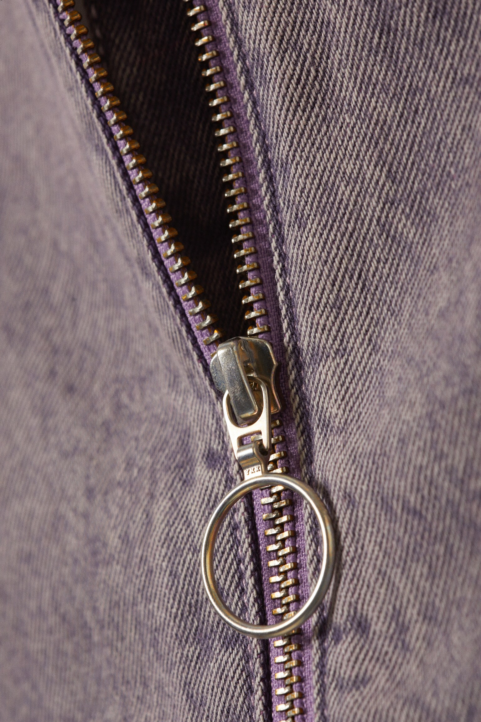 Cropped Zip-Back Denim Bralette - Washed Lilac - 3